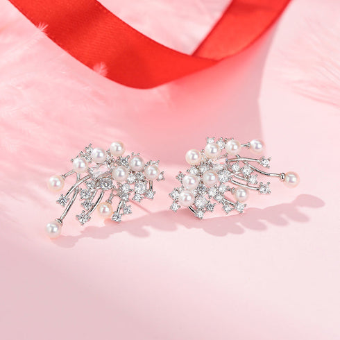 Fireworks Pearl Stud Earrings - Sterling Silver