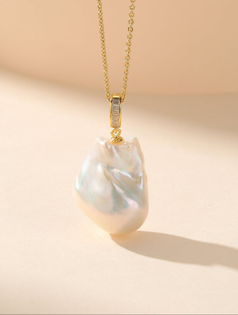 Large White Baroque Pearl Pendant Necklace - House Of Pearls