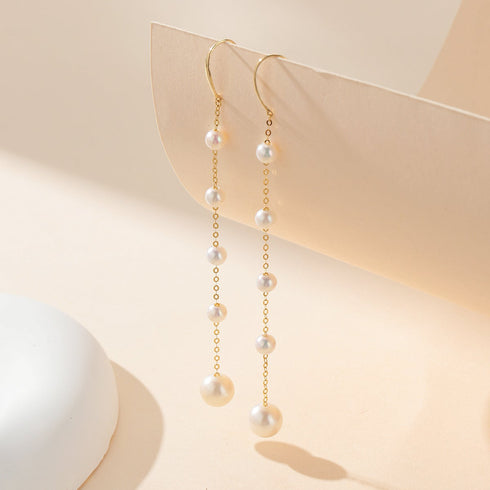 Freshwater Pearl Dangle Cluster Earrings 18K Gold - House Of Pearls