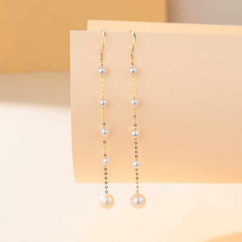 Freshwater Pearl Dangle Cluster Earrings 18K Gold - House Of Pearls