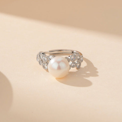 8-9mm Freshwater Pearl & Gloria CZ Ring - House Of Pearls