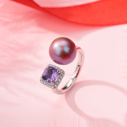 Aurora Iridescent Purple Pearl Ring