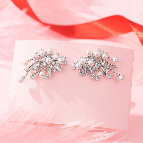 Fireworks Pearl Stud Earrings - Sterling Silver