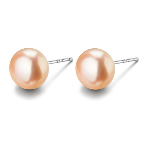 11-12mm Pink Button Freshwater Pearl Stud Earrings - May-Lynn