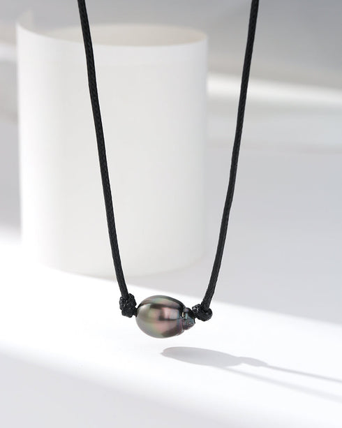 Tahitian Baroque Pearl Knotted Leather Necklace - May-Lynn