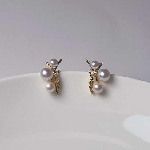 Tree Branch Pearl Zironia Earrings - 18K Gold Vermeil