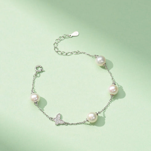 6-7mm Freshwater Pearl Butterfly Bracelet - House Of Pearls