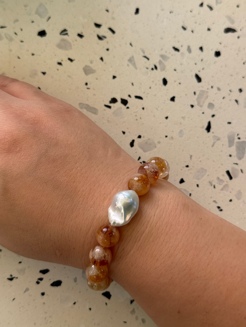 Citrine Baroque Pearl Bracelet