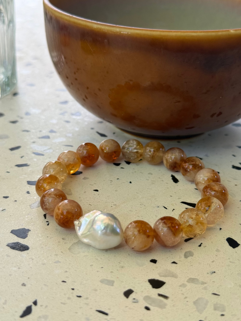 Citrine Baroque Pearl Bracelet
