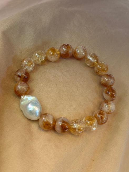 Citrine Baroque Pearl Bracelet