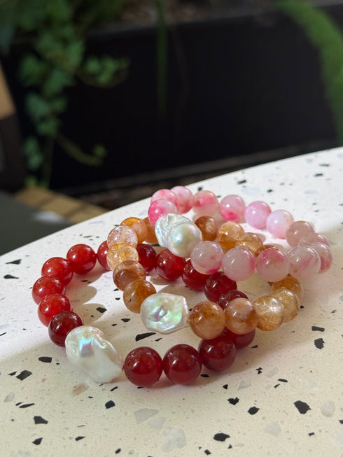 Red Agate Baroque Pearl Bracelet