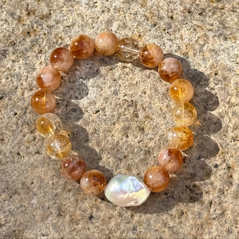 Citrine Baroque Pearl Bracelet