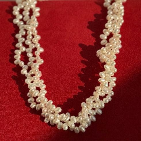 Multi-Strand White Rice Freshwater Pearl Necklace