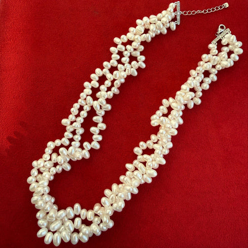 Multi-Strand White Rice Freshwater Pearl Necklace