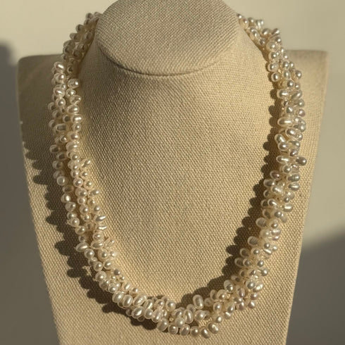 Multi-Strand White Rice Freshwater Pearl Necklace