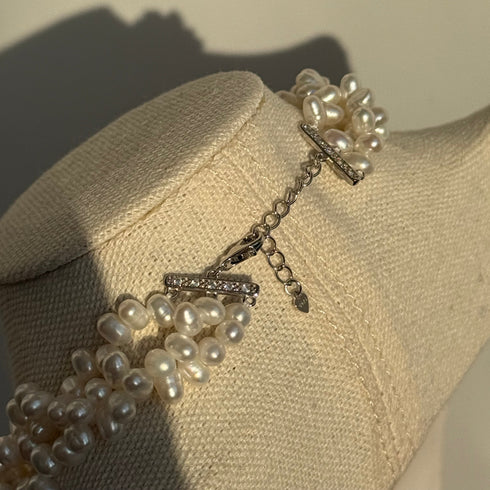Multi-Strand White Rice Freshwater Pearl Necklace