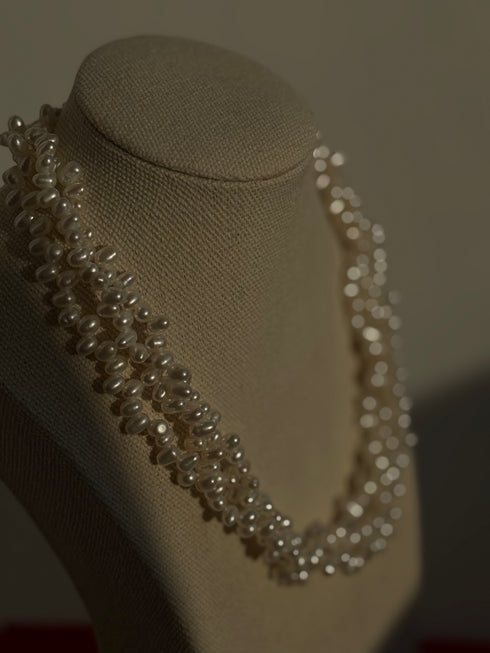 Multi-Strand White Rice Freshwater Pearl Necklace