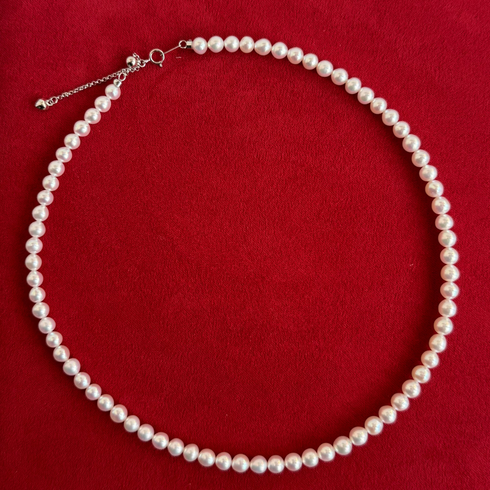 5-6mm Aurora White Freshwater Pearl Strand Necklace