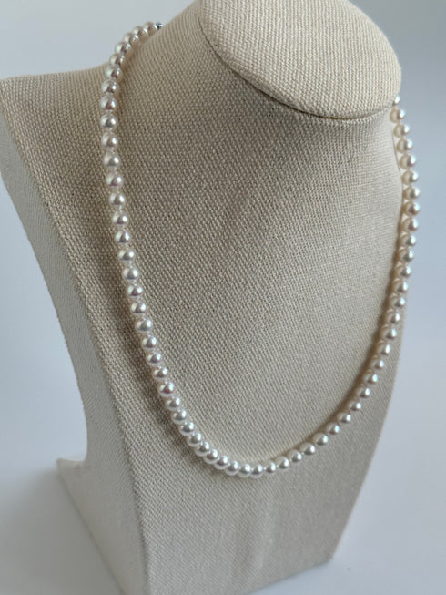 5-6mm Aurora White Freshwater Pearl Strand Necklace