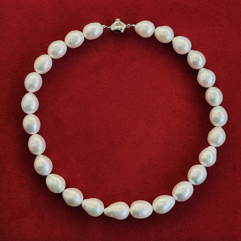 12-13mm White Bold Large Baroque Freshwater Pearl Necklace