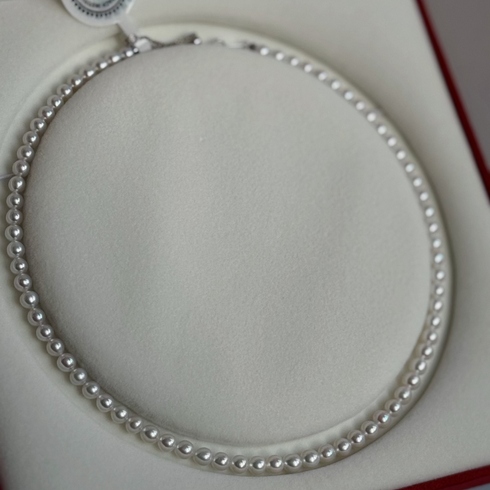 5-6mm Aurora White Freshwater Pearl Strand Necklace