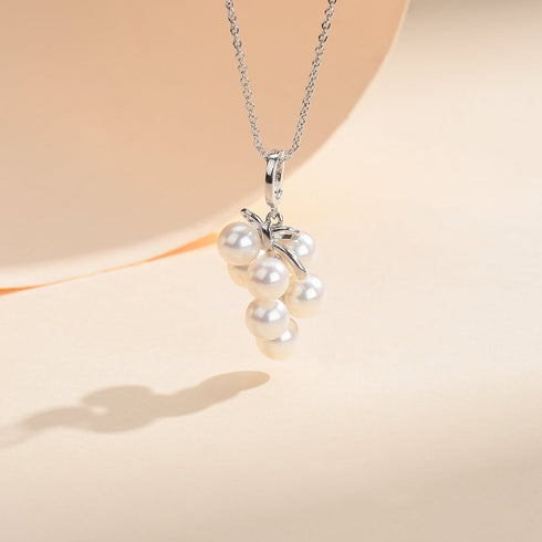 Grapes Pearl Pendant Necklace - Sterling Silver