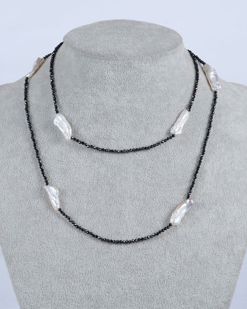 Black Spinel Baroque Pearl Long Necklace