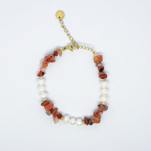 Orange & Blue Gemstone Pearl Necklace