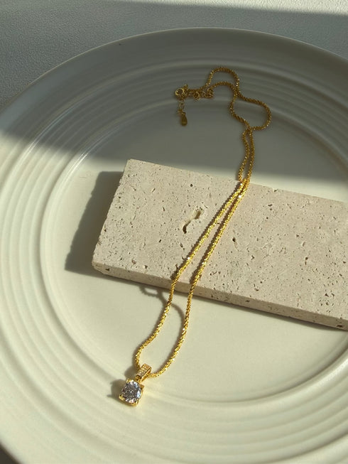 Cube Diamond Pendant Necklace – Gold Vermeil