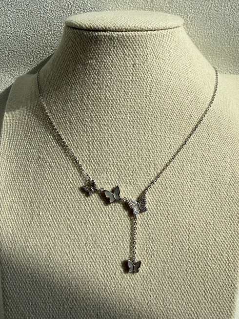 Butterfly Zirconia Pendant Necklace – Sterling Silver