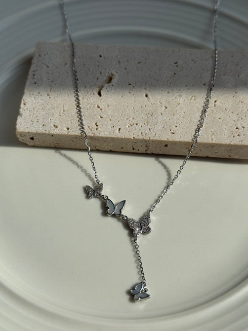 Butterfly Zirconia Pendant Necklace – Sterling Silver