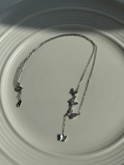 Butterfly Zirconia Pendant Necklace – Sterling Silver