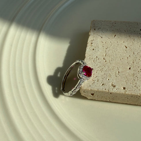 Pink Diamond Silver Ring - Sterling Silver