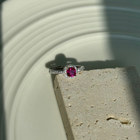 Pink Diamond Silver Ring - Sterling Silver