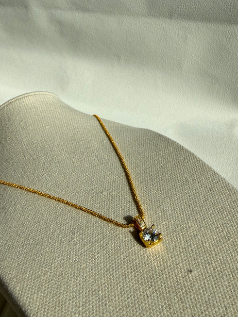 Cube Diamond Pendant Necklace – Gold Vermeil