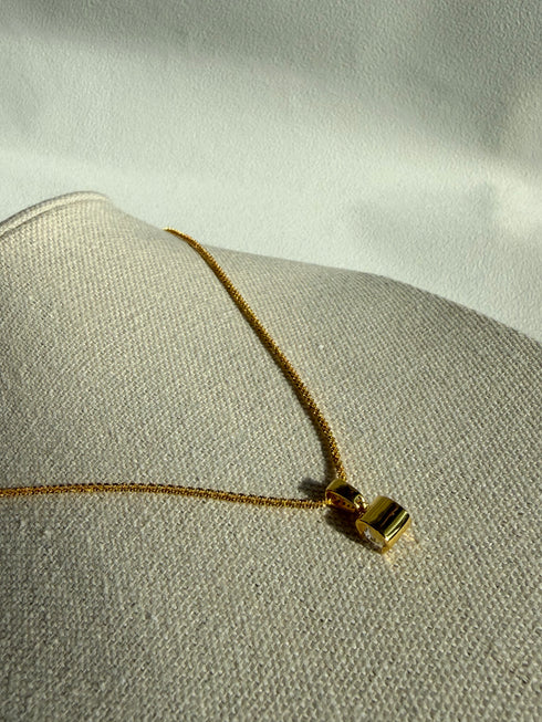 Cube Diamond Pendant Necklace – Gold Vermeil