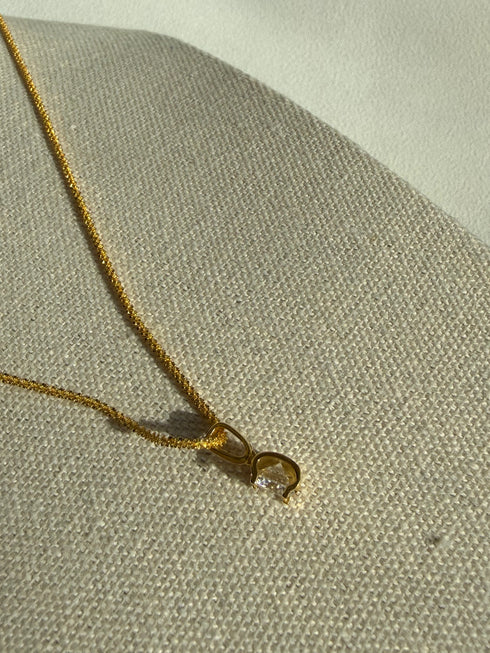 Cube Diamond Pendant Necklace – Gold Vermeil