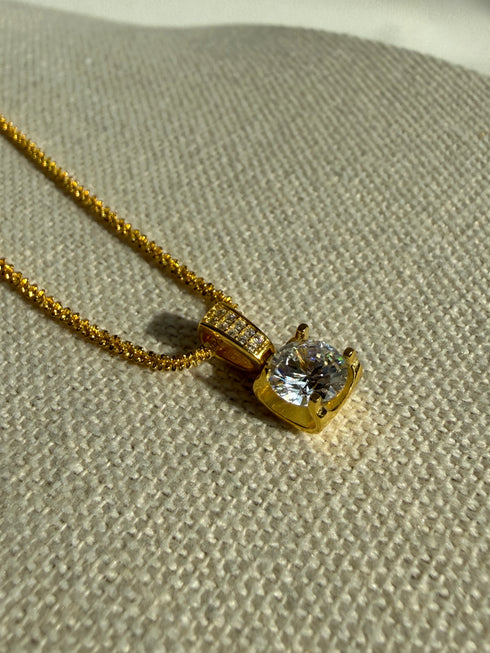 Cube Diamond Pendant Necklace – Gold Vermeil
