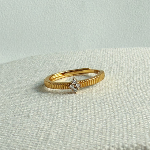 Exquisite Rhombic Zirconia Ring – Gold Vermeil