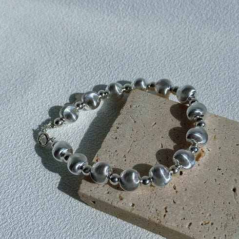 Silver Beaded Ball Bracelet - Sterling Silver