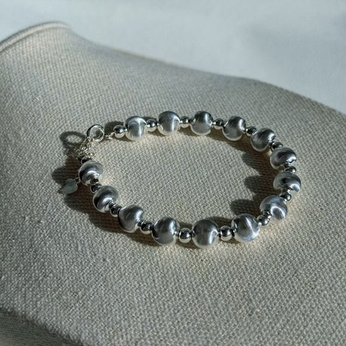 Silver Beaded Ball Bracelet - Sterling Silver