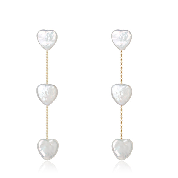 Heart Shape Baroque Pearl Long Earrings - May-Lynn Jewelry