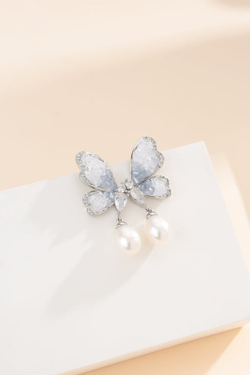 Butterfly Oval Pearl Earrings - May-Lynn Jewelry