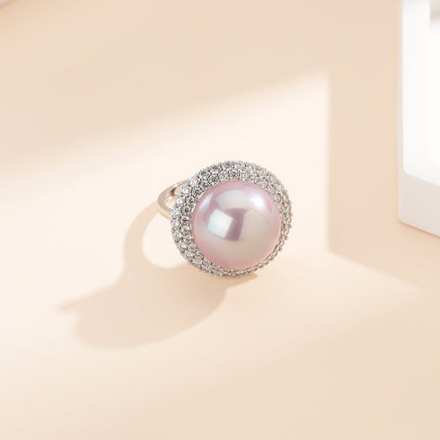11-12mm Purple Pearl Cubic Zirconia Ring - May-Lynn