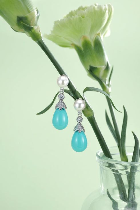 Fresheater Pearl Waterdrop Turquoise Earrings
