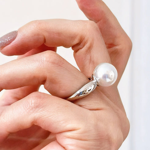 Power Edison Pearl Open Ring - Sterling Silver