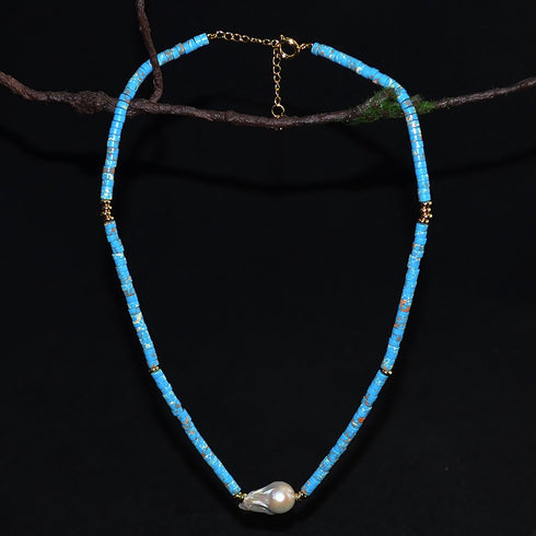 Large Baroque Pearl Gemstone Necklace