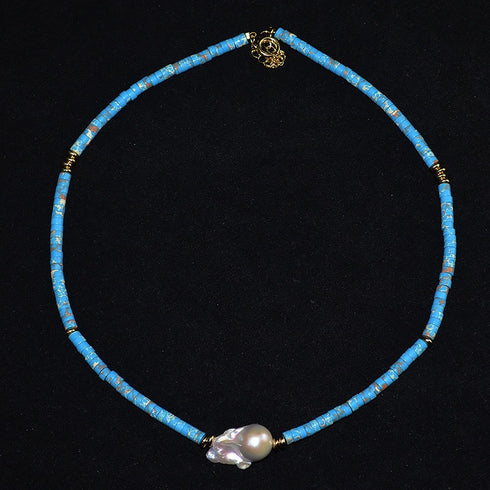 Large Baroque Pearl Gemstone Necklace