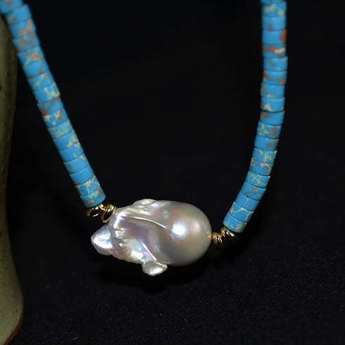 Large Baroque Pearl Gemstone Necklace