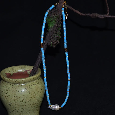 Large Baroque Pearl Gemstone Necklace